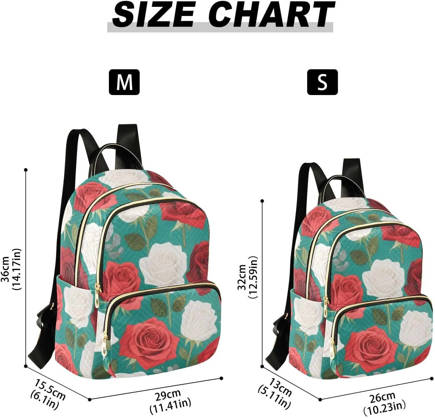 Mini Backpack Quilted Purse for Womens Small Backpack Daypack Rose Print for Travel Daily Work,Multi11
