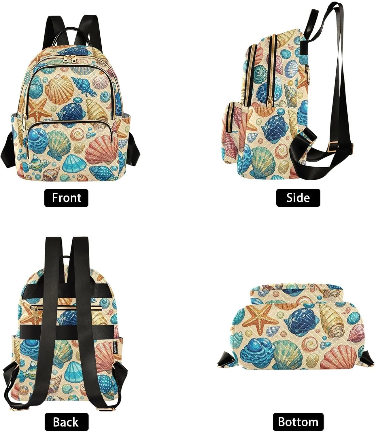 Mini Backpack Quilted Purse for Womens Small Backpack Daypack Starfish Design for Travel Daily Camping,Multi12