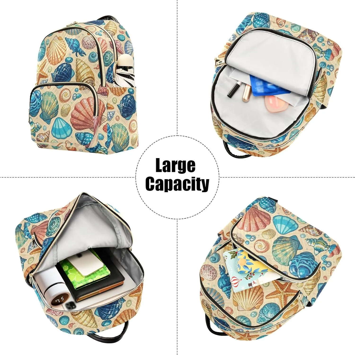 Mini Backpack Quilted Purse for Womens Small Backpack Daypack Starfish Design for Travel Daily Camping,Multi12