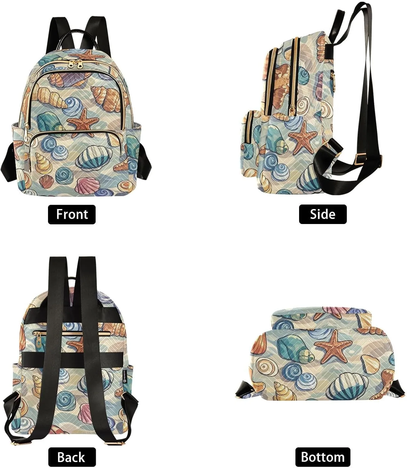 Mini Backpack Quilted Purse for Womens Small Backpack Daypack Starfish Design for Travel Daily Camping,Multi2