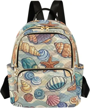 Mini Backpack Quilted Purse for Womens Small Backpack Daypack Starfish Design for Travel Daily Camping,Multi2