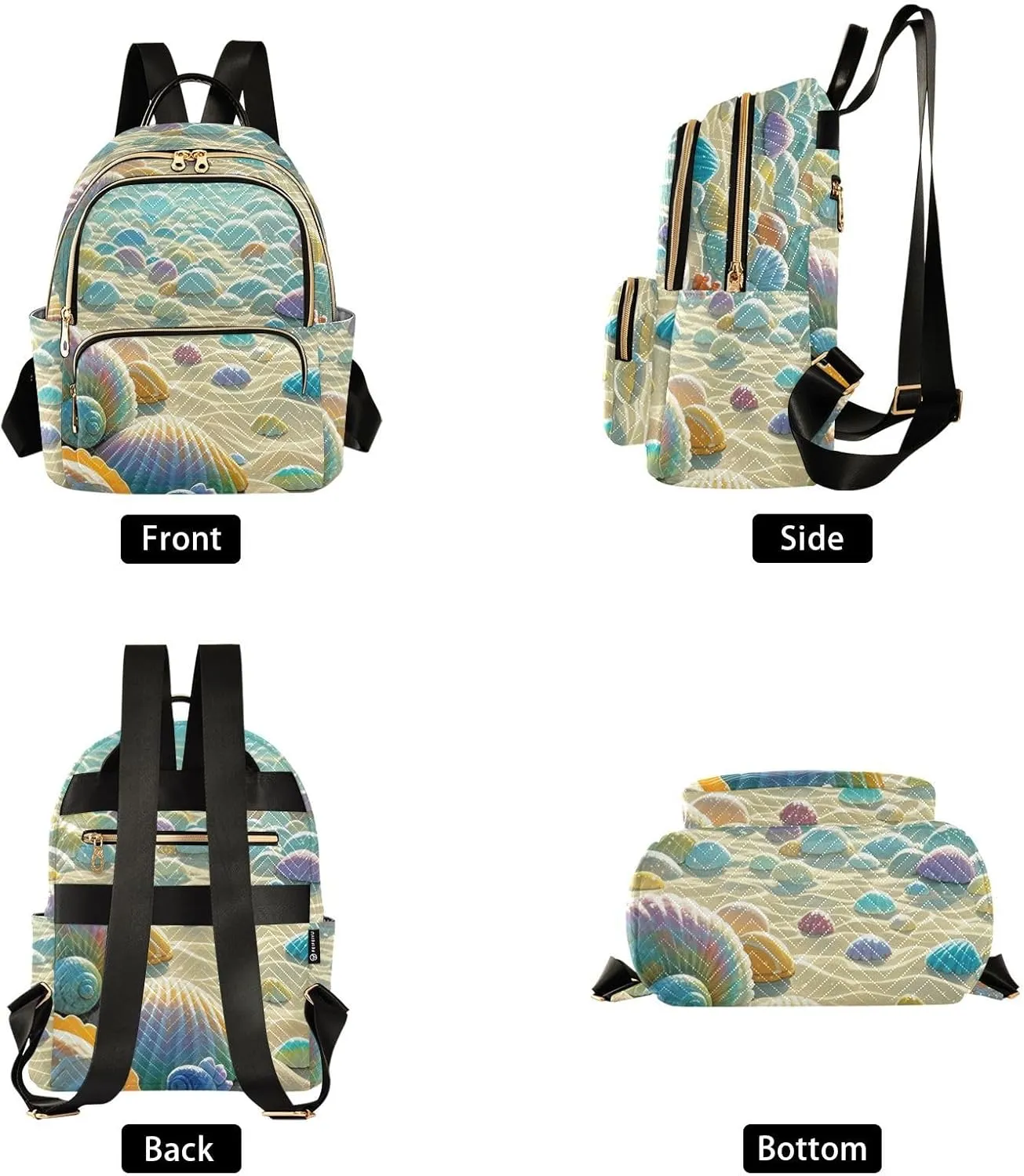 Mini Backpack Quilted Purse for Womens Small Backpack Daypack Starfish Design for Travel Daily Camping,Multi3