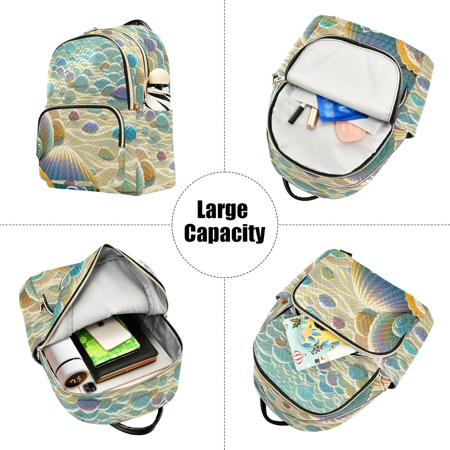 Mini Backpack Quilted Purse for Womens Small Backpack Daypack Starfish Design for Travel Daily Camping,Multi3