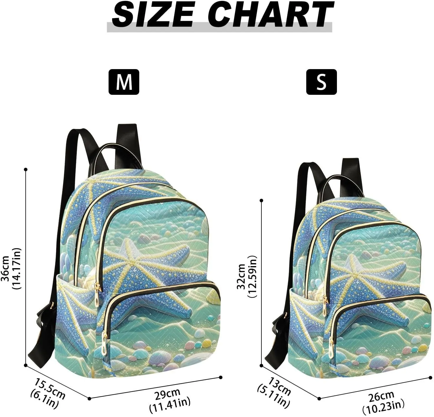 Mini Backpack Quilted Purse for Womens Small Backpack Daypack Starfish Pattern for Travel Daily Camping,Multi10