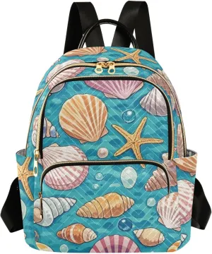 Mini Backpack Quilted Purse for Womens Small Backpack Daypack Starfish Print for Travel Daily Camping,Multi11