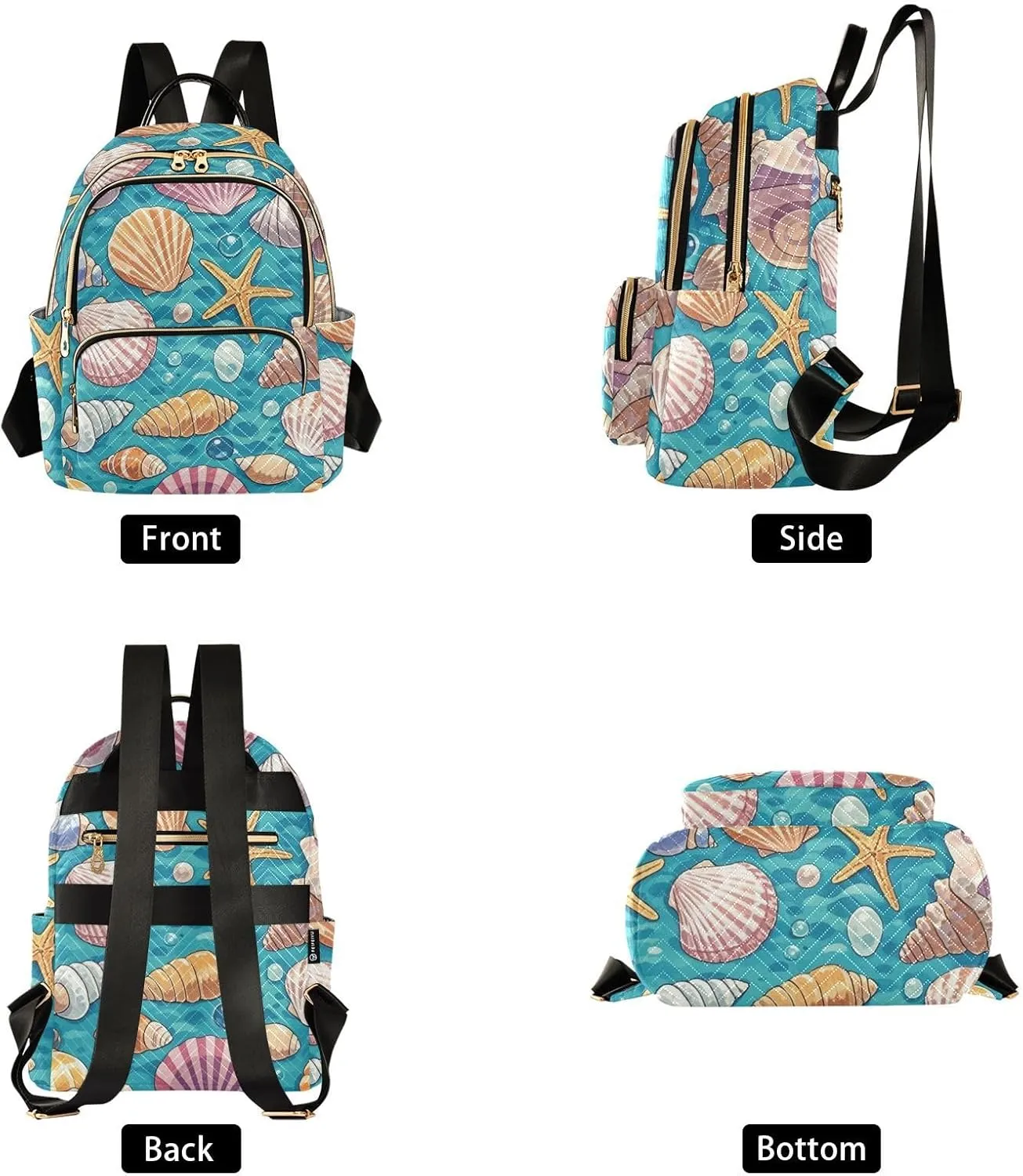 Mini Backpack Quilted Purse for Womens Small Backpack Daypack Starfish Print for Travel Daily Camping,Multi11