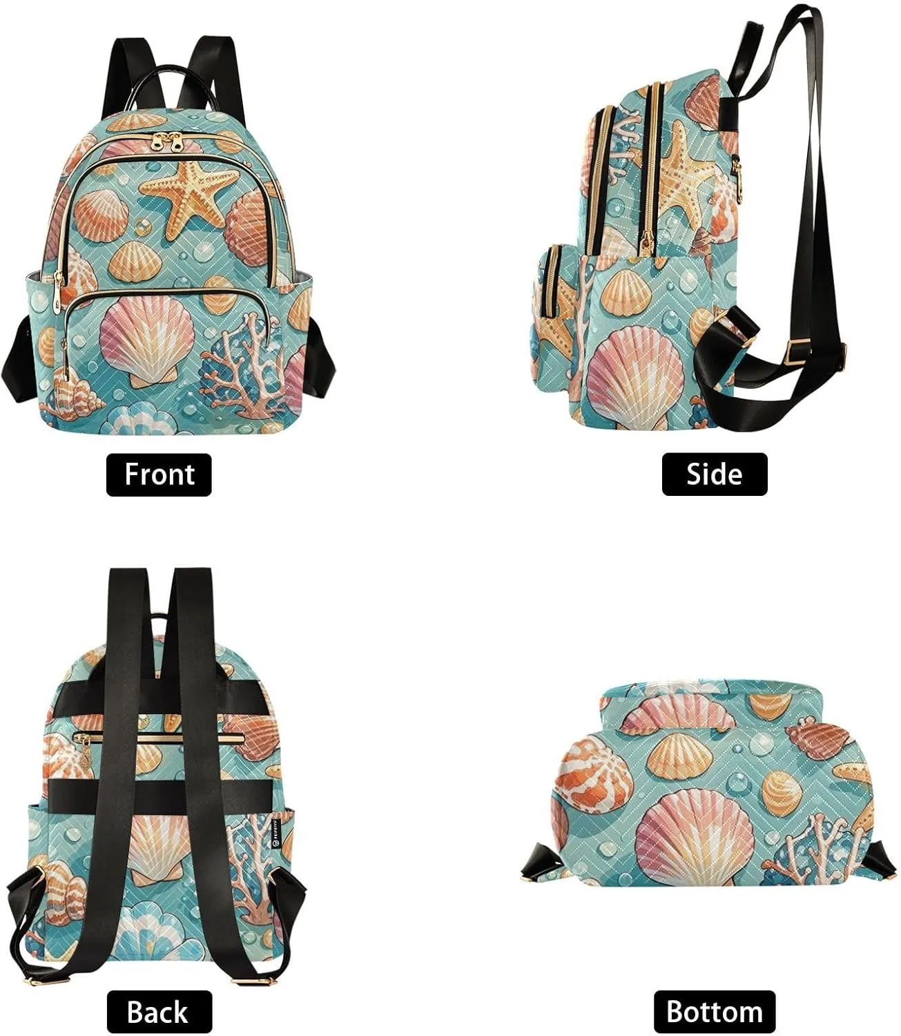 Mini Backpack Quilted Purse for Womens Small Backpack Daypack Starfish Print for Travel Daily Camping,Multi12