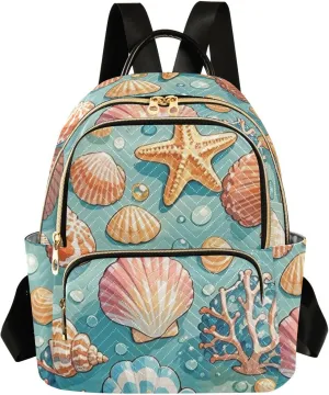 Mini Backpack Quilted Purse for Womens Small Backpack Daypack Starfish Print for Travel Daily Camping,Multi12