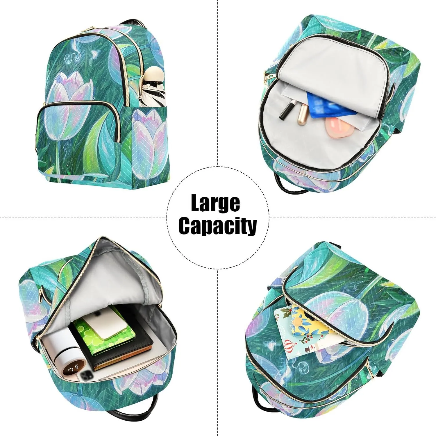 Mini Backpack Quilted Purse for Womens Small Backpack Daypack Tulips Design for Travel Daily Office,Multi10