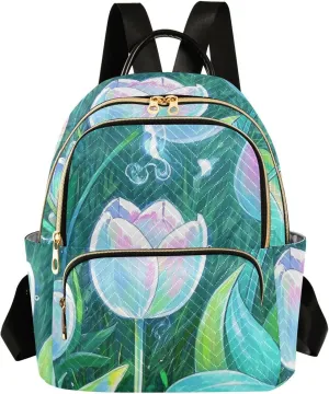 Mini Backpack Quilted Purse for Womens Small Backpack Daypack Tulips Design for Travel Daily Office,Multi10