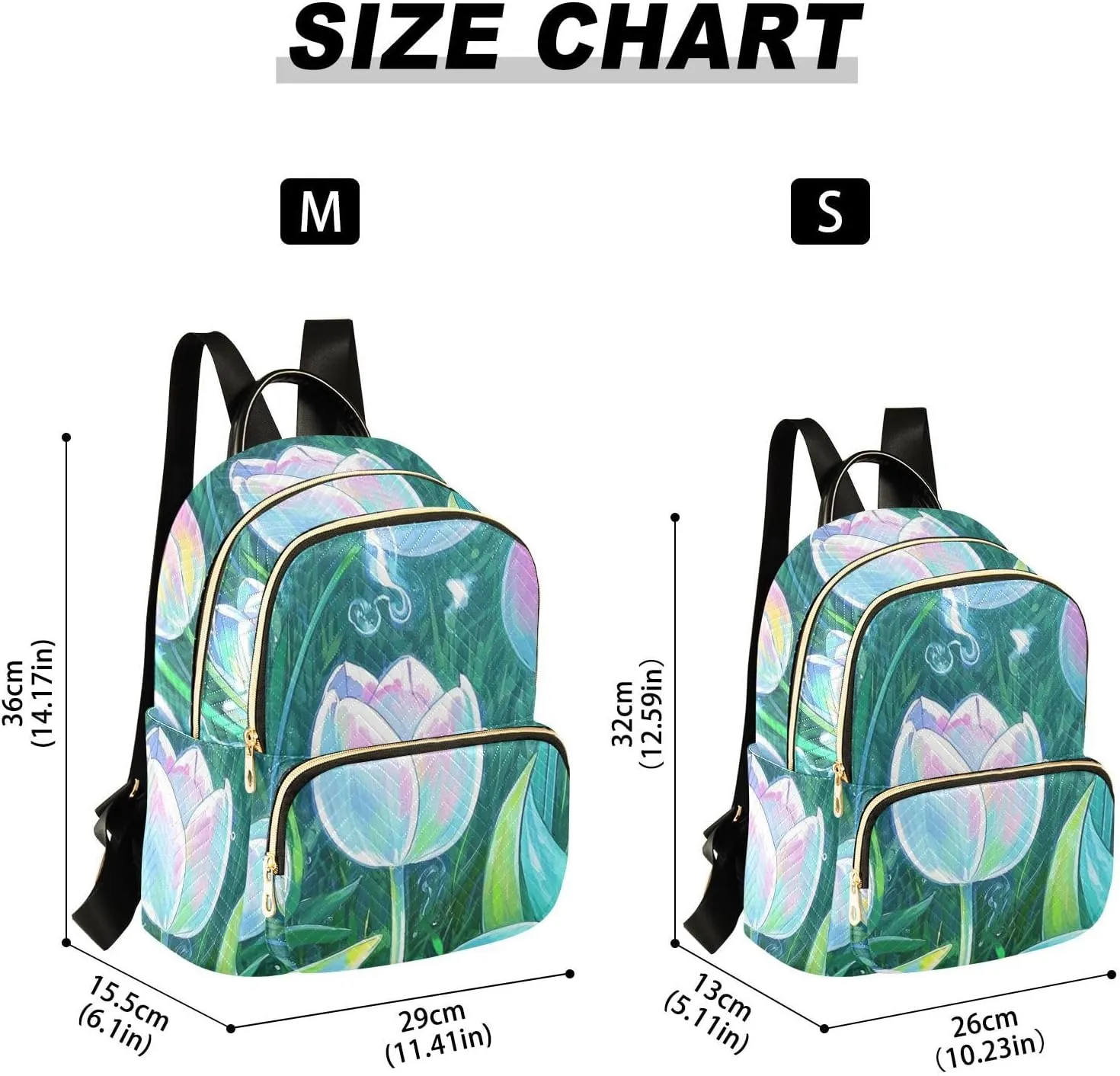Mini Backpack Quilted Purse for Womens Small Backpack Daypack Tulips Design for Travel Daily Office,Multi10