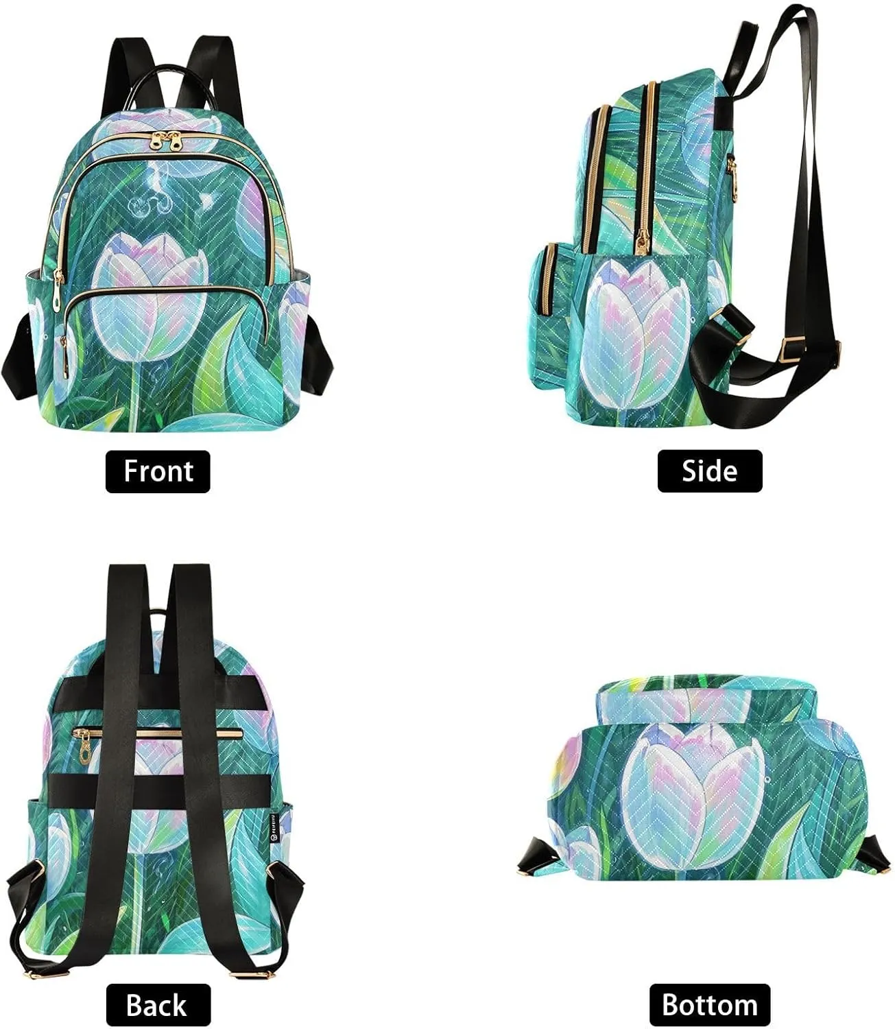 Mini Backpack Quilted Purse for Womens Small Backpack Daypack Tulips Design for Travel Daily Office,Multi10