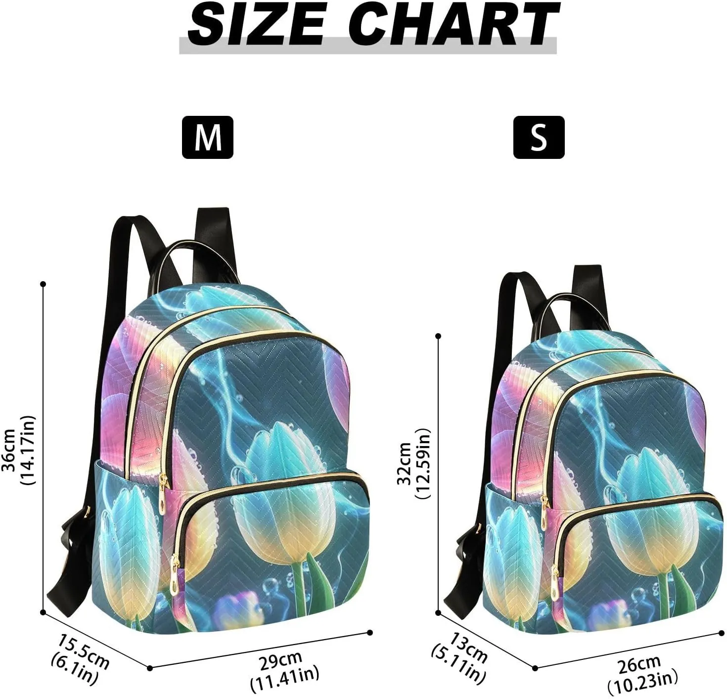 Mini Backpack Quilted Purse for Womens Small Backpack Daypack Tulips Design for Travel Daily Office,Multi2