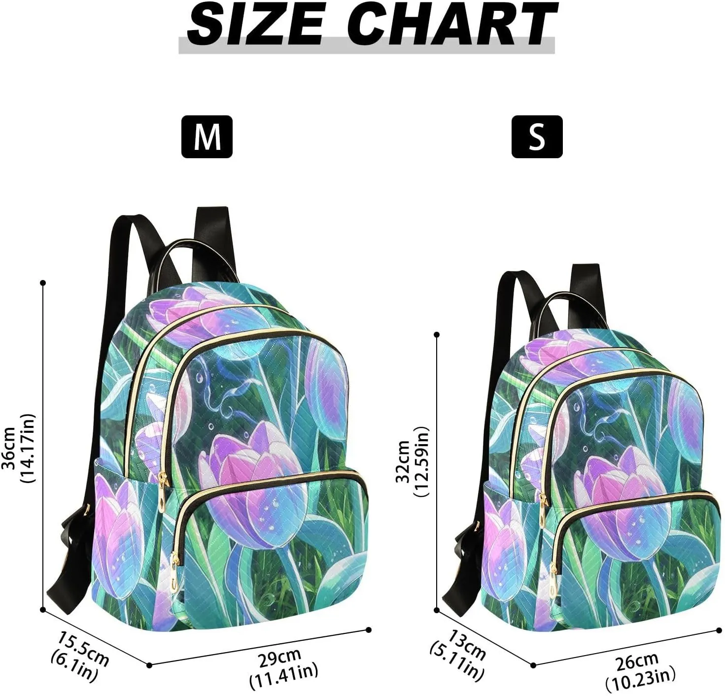 Mini Backpack Quilted Purse for Womens Small Backpack Daypack Tulips Design for Travel Daily Work,Multi3