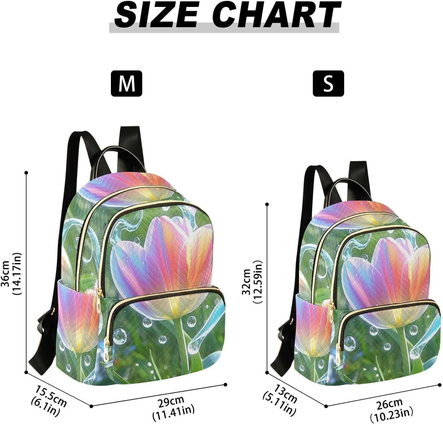 Mini Backpack Quilted Purse for Womens Small Backpack Daypack Tulips Print for Travel Daily Office,Multi10