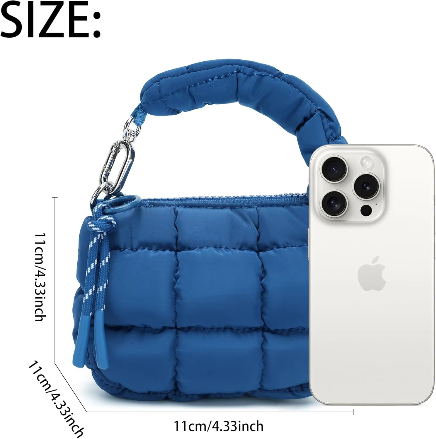 Mini Quilted Wristlet Bag for Women, Puffer Handbags,Evening Bags,Charm Lipstick Bag,Cute bag Charm for Gift