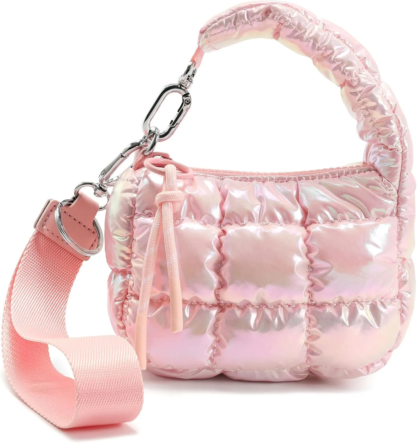 Mini Quilted Wristlet Bag for Women, Puffer Handbags,Evening Bags,Charm Lipstick Bag,Cute bag Charm for Gift