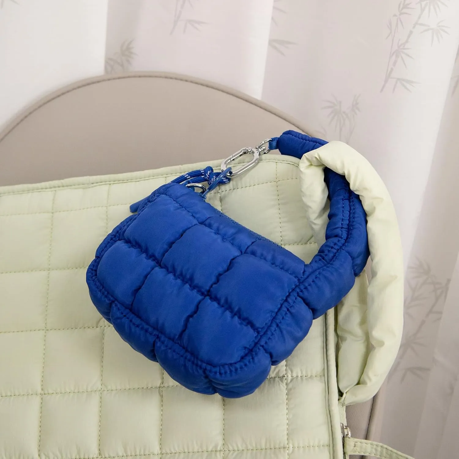 Mini Quilted Wristlet Bag for Women, Puffer Handbags,Evening Bags,Charm Lipstick Bag,Cute bag Charm for Gift