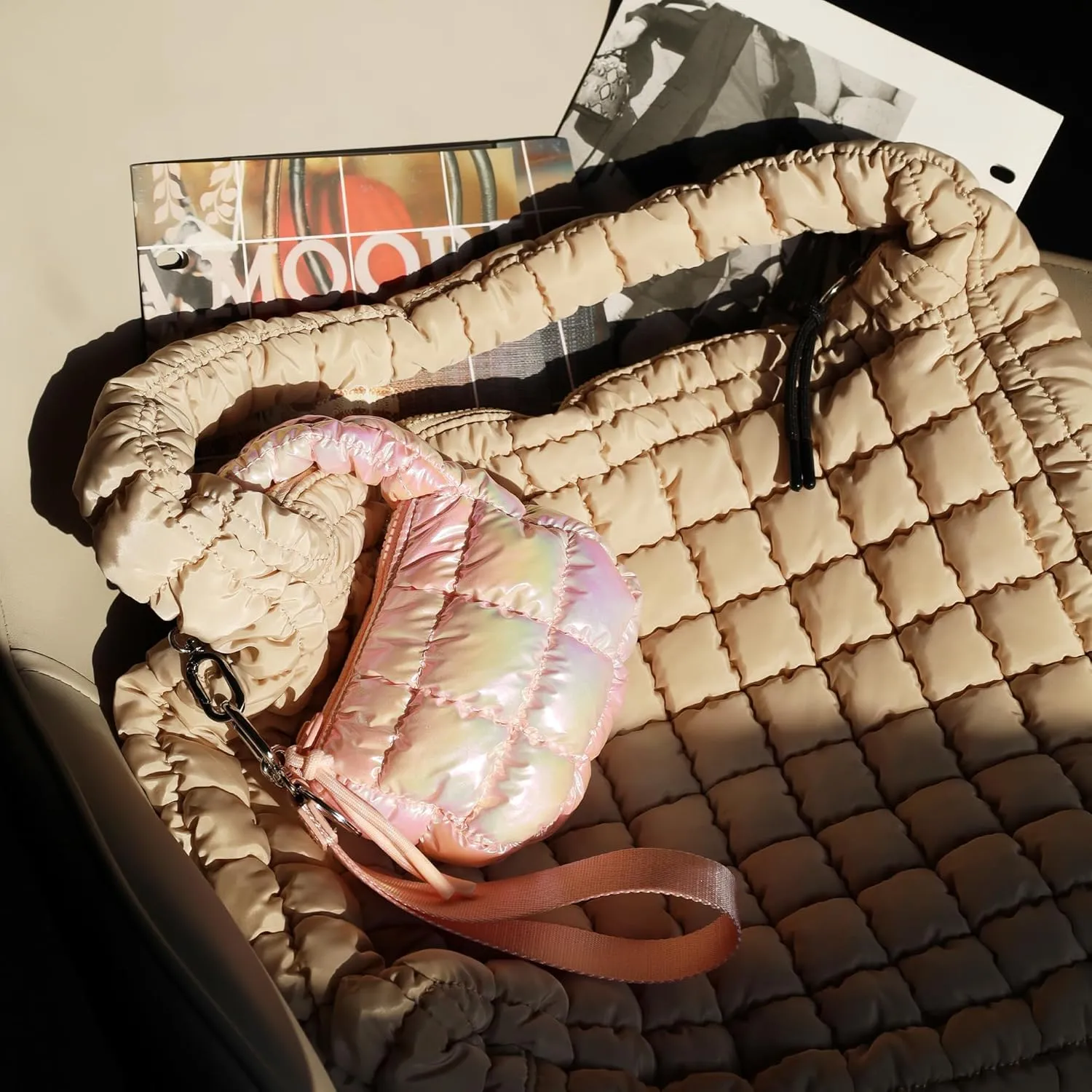 Mini Quilted Wristlet Bag for Women, Puffer Handbags,Evening Bags,Charm Lipstick Bag,Cute bag Charm for Gift