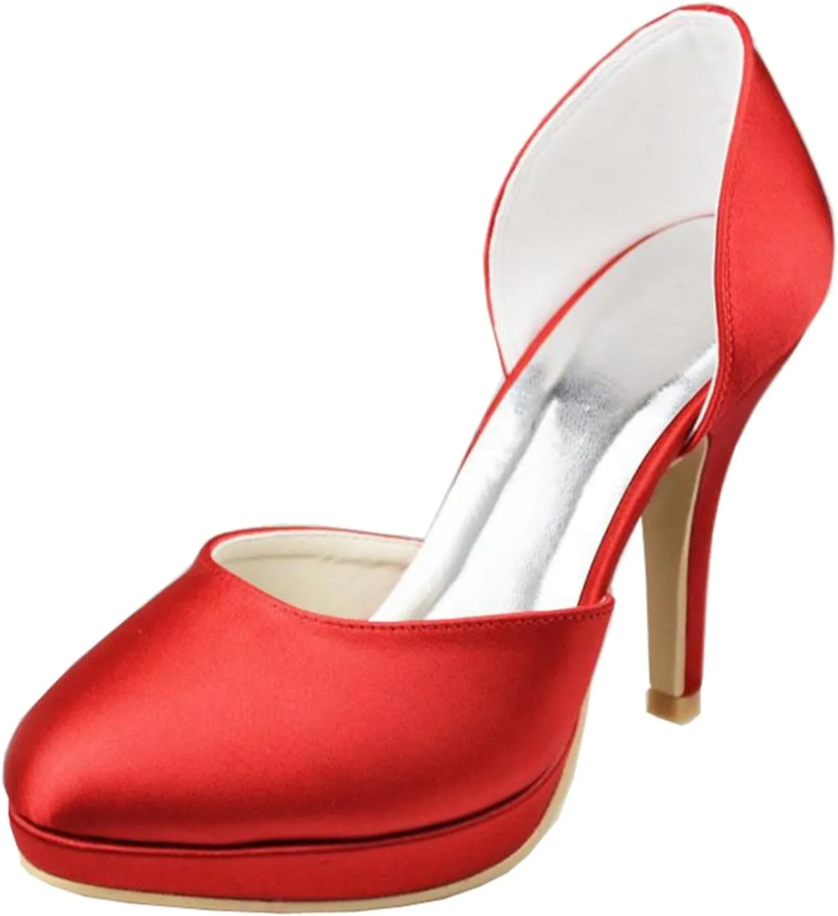 Minishion Girls Womens Slip-on Satin Evening Shoes Bridal Wedding Pumps