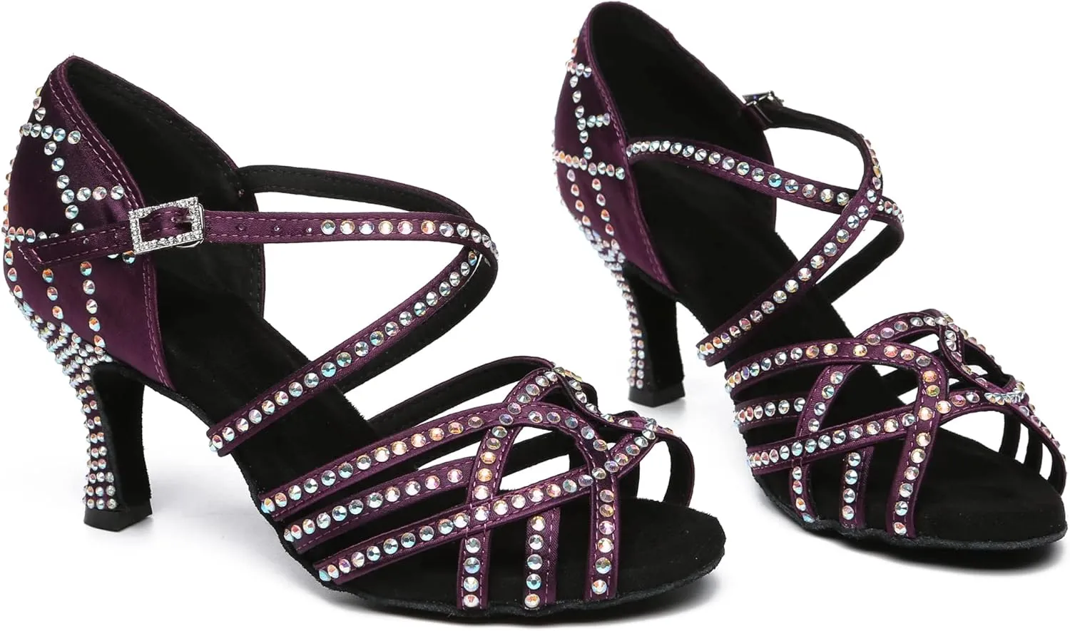 Minishion Women's Sparkling Crystals Ankle Strap Dance Shoes Wedding Prom Sandals