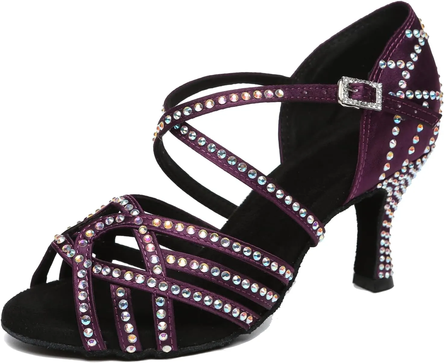 Minishion Women's Sparkling Crystals Ankle Strap Dance Shoes Wedding Prom Sandals