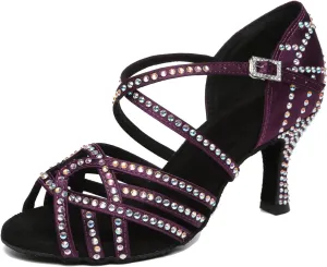 Minishion Women's Sparkling Crystals Ankle Strap Dance Shoes Wedding Prom Sandals