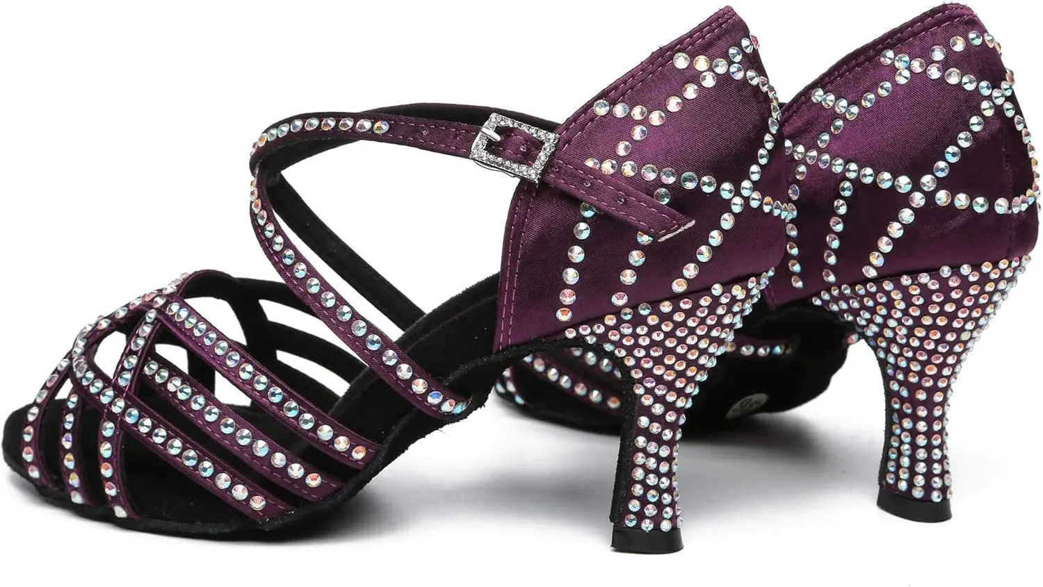Minishion Women's Sparkling Crystals Ankle Strap Dance Shoes Wedding Prom Sandals