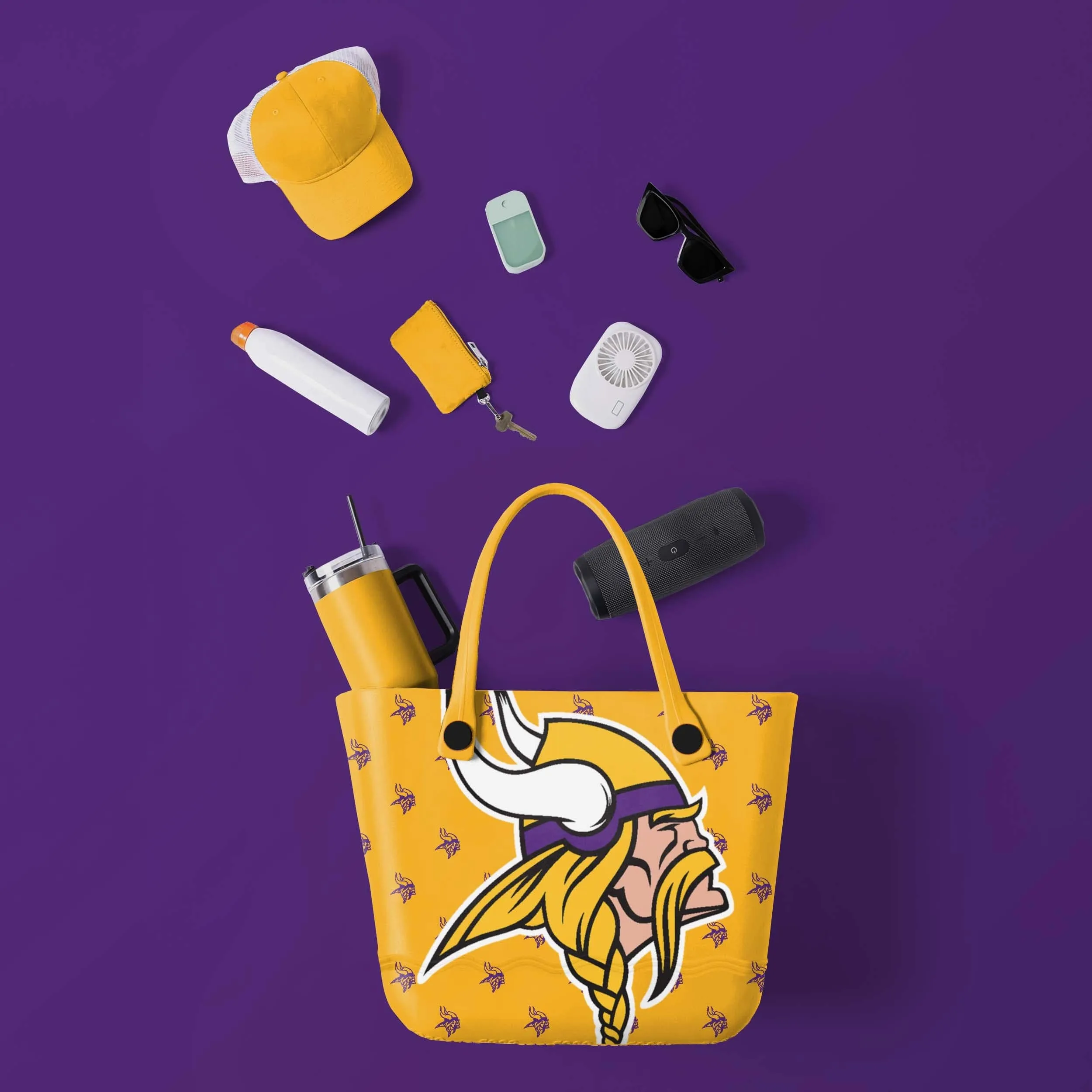 Minnesota Vikings Big Logo Mini Print Tailgate Tote Bag
