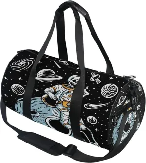 MNSRUU Duffel Bags Astronauts Skull Planet Sports Gym Bag Travel Luggage Overnight Bags for Men Women