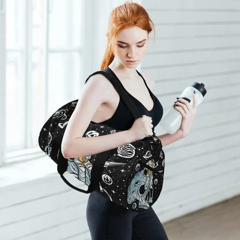 MNSRUU Duffel Bags Astronauts Skull Planet Sports Gym Bag Travel Luggage Overnight Bags for Men Women
