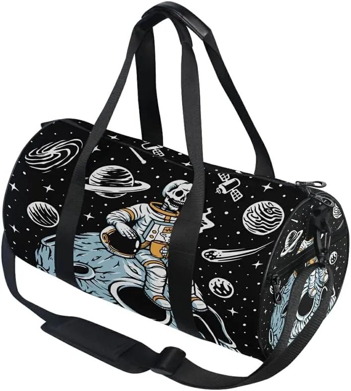 MNSRUU Duffel Bags Astronauts Skull Planet Sports Gym Bag Travel Luggage Overnight Bags for Men Women