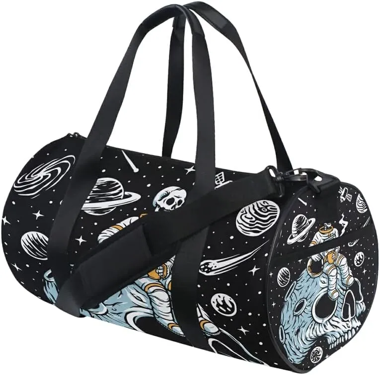 MNSRUU Duffel Bags Astronauts Skull Planet Sports Gym Bag Travel Luggage Overnight Bags for Men Women