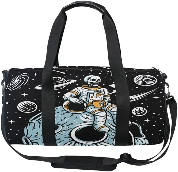 MNSRUU Duffel Bags Astronauts Skull Planet Sports Gym Bag Travel Luggage Overnight Bags for Men Women