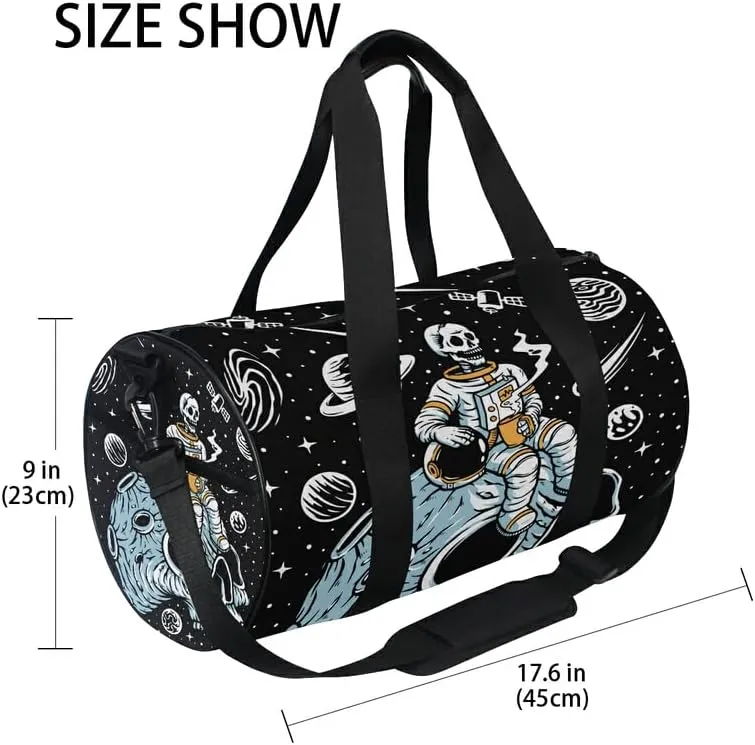 MNSRUU Duffel Bags Astronauts Skull Planet Sports Gym Bag Travel Luggage Overnight Bags for Men Women
