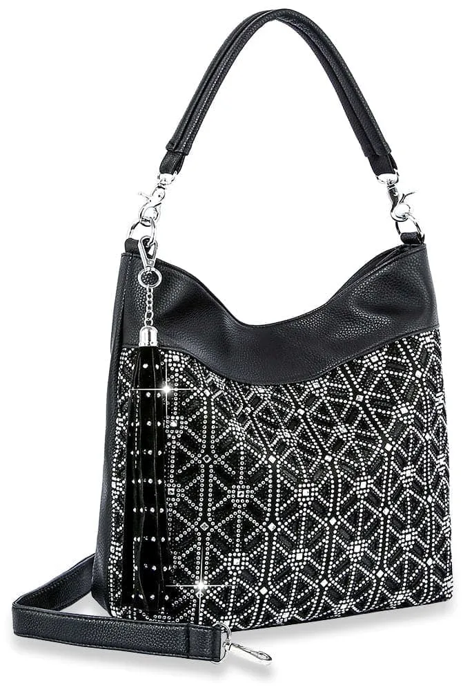 Modern Rhinestone Pattern Hobo Handbag