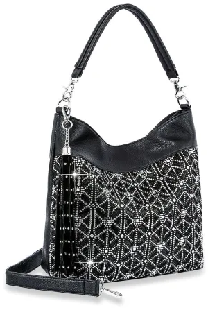 Modern Rhinestone Pattern Hobo Handbag