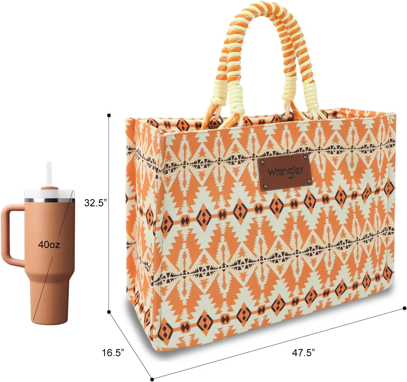 Montana West Wrangler Oversized Tote Bag with Braided Rope Handles Western Shoulder Handbag