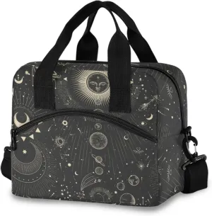 Moon And Stars Goth Insulated Lunch Bag Reusable Lunch Tote Bag Cooler Bag for Women Men Adult Lunch Box with Adjustable Shoulder Strap Leakproof Lunch Bag for Work School Picnic Camping