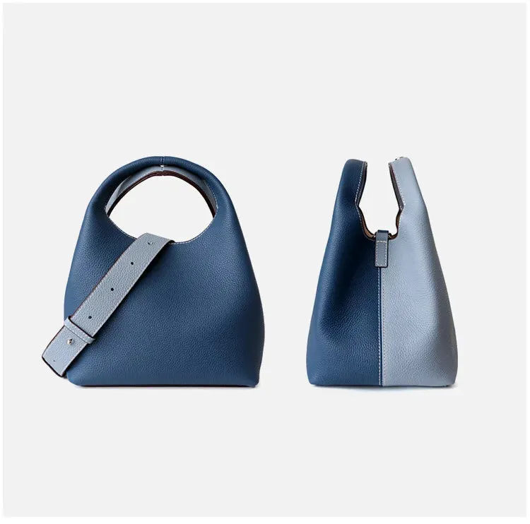 Motingsome Patchwork Bucket Bag – Luxury Cowhide Handbag