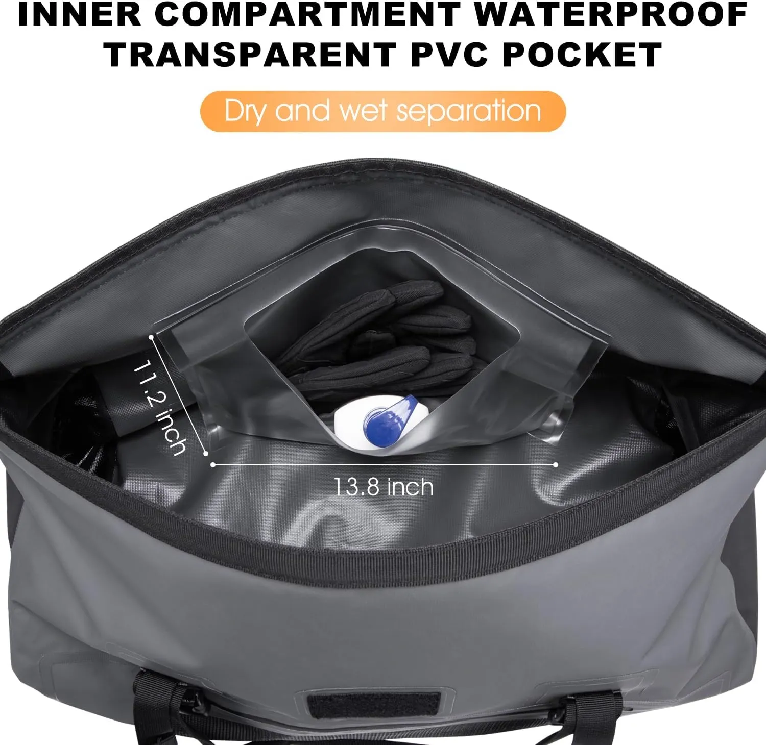 Motorcycle Dry Bag, Waterproof Duffel Bag & Roll-top Dry Duffel Bag, Motorcycle Luggage Travel Bag with Air Valve & Quick-adjust Straps For Riding,Travel, Grey，70L