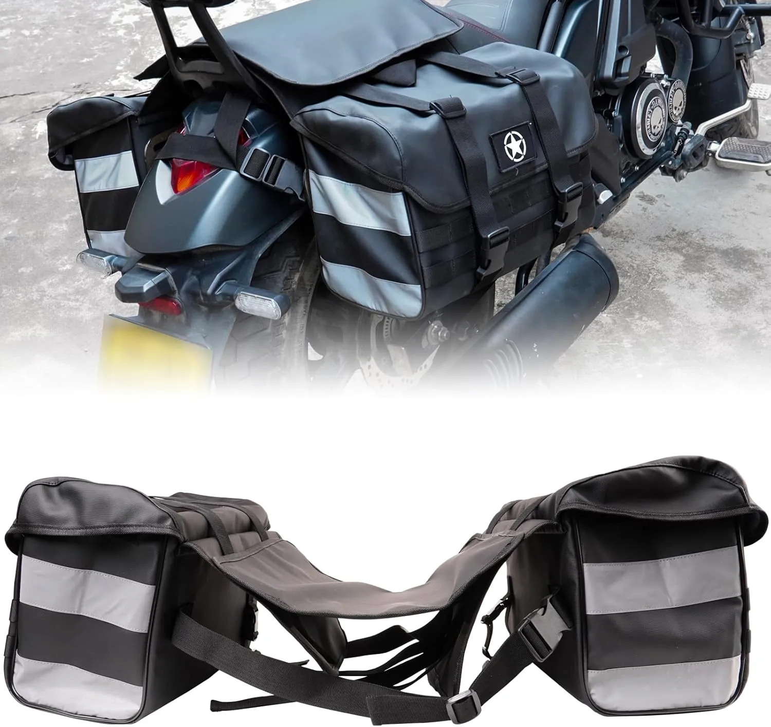 Motorcycle Saddlebags, Travel Luggage Bag Rear Tail Bag Motorbike Side Bag Storage Bag fit for most Adventures Sports Bike Softail Dyna