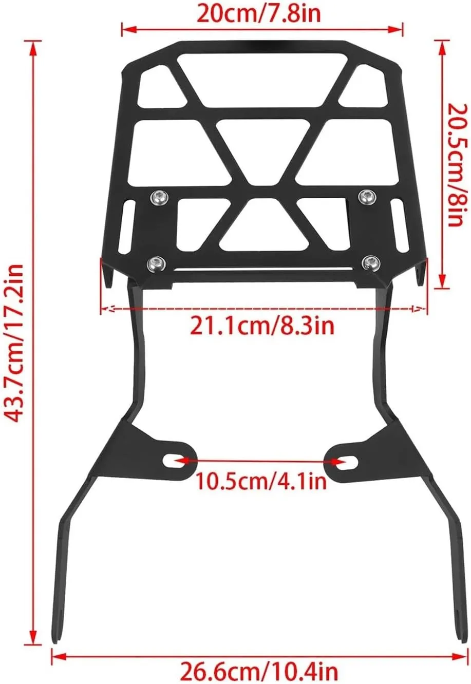Motorcycles Luggage Rack for Monkey 125 for Monkey125 for Z125 Z 125 2018-2024 Rear Tail Bag Luggage Rack Cargo Support Carrier Cargo Rack Carrier(Silver-Black)