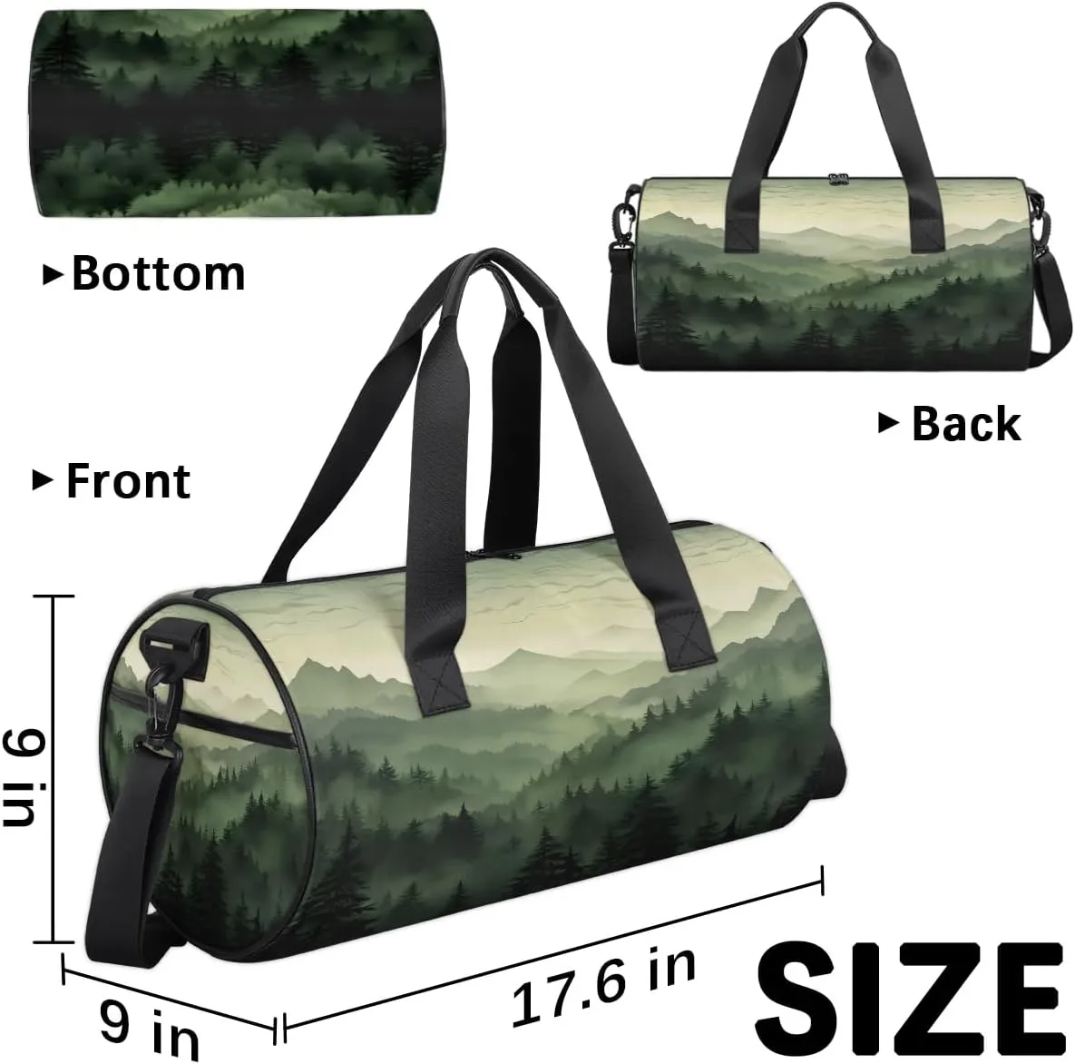 Mountains Forest Gym Bag for Women Men Lightweight Weekender Travel Bag Stylish Duffle Bag for Gym Travel Overnight Carry On