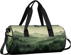 Mountains Forest Gym Bag for Women Men Lightweight Weekender Travel Bag Stylish Duffle Bag for Gym Travel Overnight Carry On