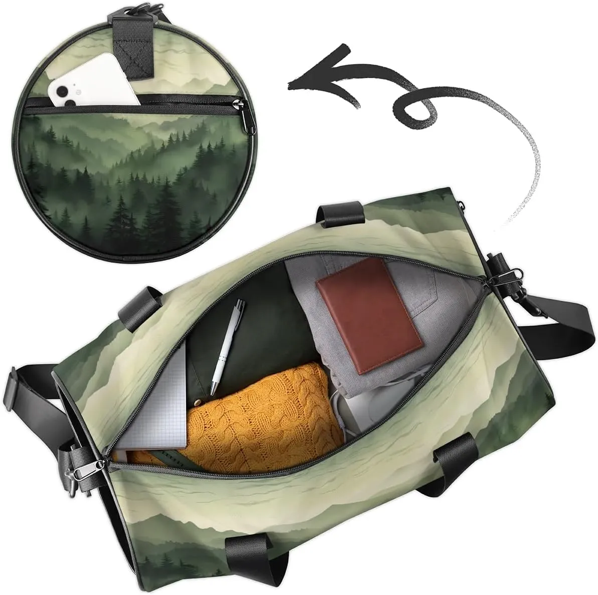 Mountains Forest Gym Bag for Women Men Lightweight Weekender Travel Bag Stylish Duffle Bag for Gym Travel Overnight Carry On