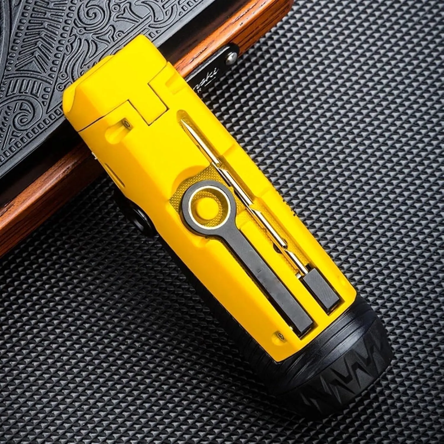 Multi-Function Metal Butane Lighter, Windproof Jet Flame, Adjustable Flame, Refillable Gas Portable Lighter for Candle Camping (Fuel Not Included)(Silver)