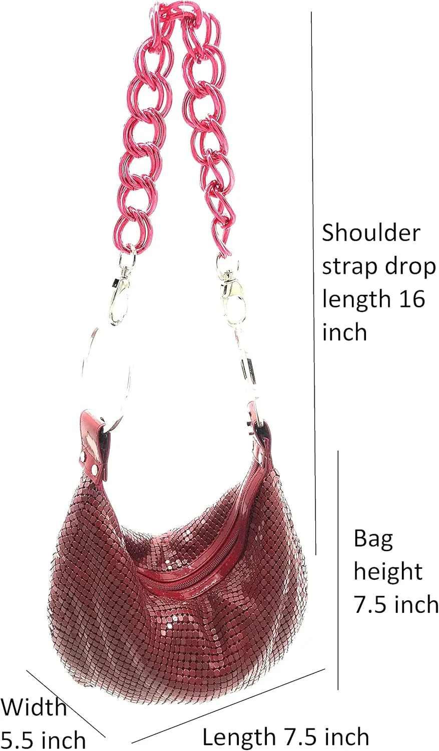 Multiways clutch metal mesh hobo bag evening purse for Cocktail Party Prom Wedding Banquet