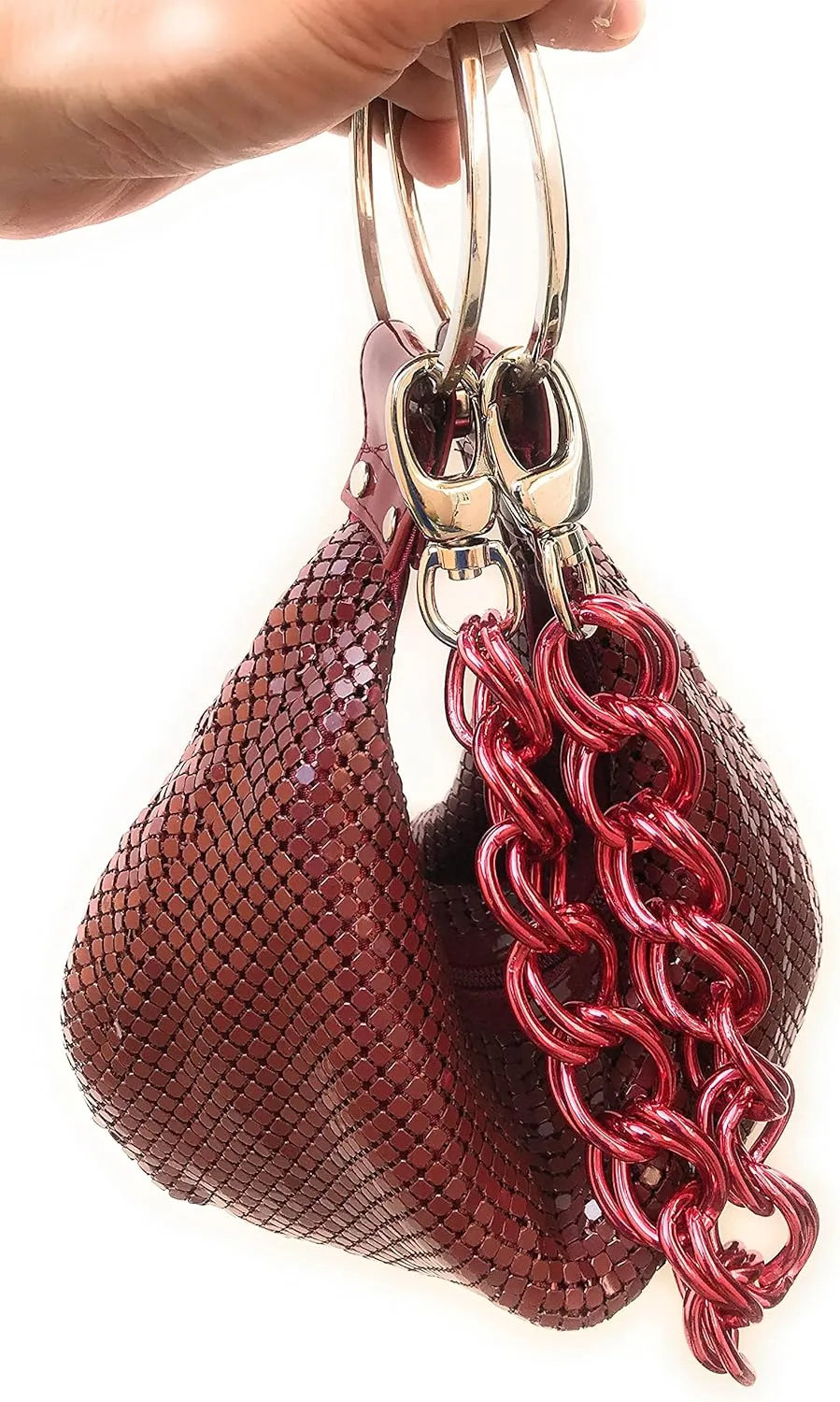 Multiways clutch metal mesh hobo bag evening purse for Cocktail Party Prom Wedding Banquet