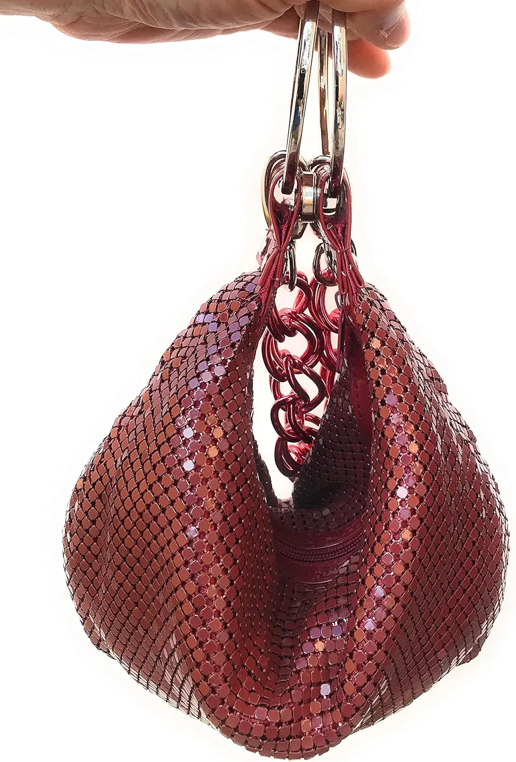 Multiways clutch metal mesh hobo bag evening purse for Cocktail Party Prom Wedding Banquet